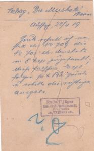 Czechoslavakia 1919 Rudolf Jager Aussig to Vienna Prepaid Postcard VGC