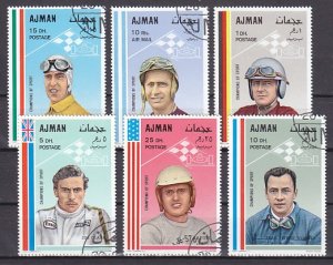 Ajman, Mi cat. 369-374 A. Race Car Drivers issue. Canceled. ^