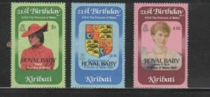 KIRIBATI #407-409 1982 PRINCESS DIANA OVPRT ROYAL BABY MINT VF NH O.G