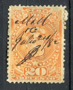 CHILE; 1890s early classic Revenue issue fine used 20c. value