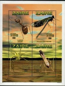 Zaire MNH Sc 1449 INSECTS  Sheet of 4 Value $ 12.00