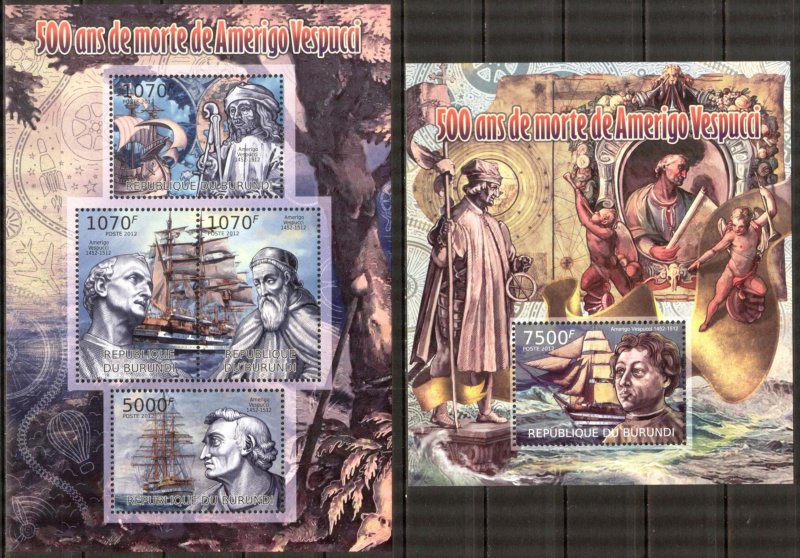 Burundi 2012 Sailing Ships Amerigo Vespucci Sheet + S/S MNH