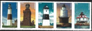 Scott #5621-5625a MNH Mid-Atlantic Lighthouses Strip of 5