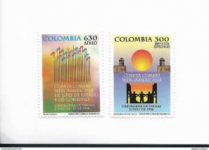 COLOMBIA 1994 IBEROAMERICAN SUMMIT CARTAGENA DE INDIAS FLAGS SC 1095/6 MI1943/4