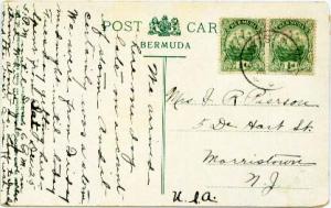 Bermuda 1/2d Caravel (2) c1925 Flatts PPC to Morristown, N.J.