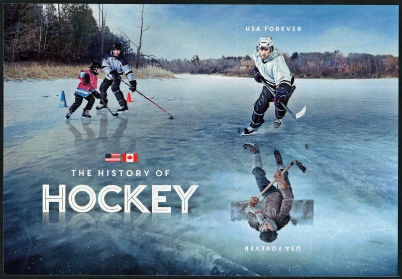 SC#5253c (55¢) The History of Hockey Souvenir Sheet (2017) SA