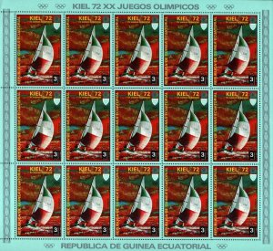 EQUATORIAL GUINEA 1972 WATER SPORTS/OLYMPIC GAMES KIEL 7 SHEETS OF 15 STAMPS MNH