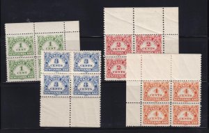 NEWFOUNDLAND # J1-J6 VF-MNH BLOCKS OF 4 POSTAGE DUE ISSUES CAT VALUE $560