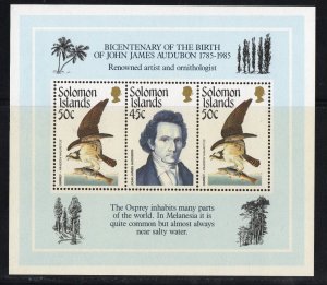 Thematic stamps SOLOMON IS 1985 AUDUBON BIRDS MS 556 mint
