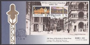 HONG KONG 1990 Electricity mini sheet FDC - Granville Road pmk.............a3588