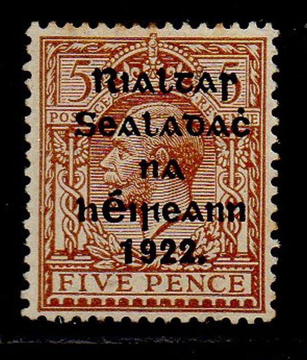 Ireland Sc 30 1922  5 d G V stamp overprinted mint