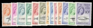 Tristan da Cunha #28-41 Cat$76.25, 1960 QEII, complete set, lightly hinged