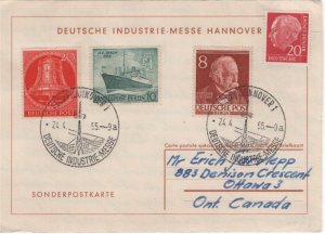 Germany 1955 Post Card to Canada Industrie-Messe Hannover Special Cancel