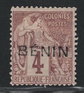 1892 Benin, 4 Cent Lilac Brown and Grey #3, MH*