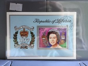 Republic of Liberia Queen Elizabeth cancelled stamp sheet R27076 