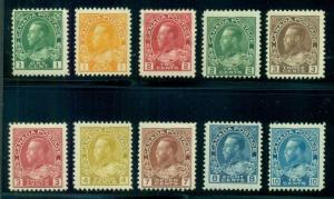 CANADA #104//117 Geo. V Issue, 10 diff lower values, all LH, VF Scott $290.00