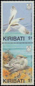 Kiribati #523a, 525a, Complete Set(4), Pairs, 1989, Birds, Never Hinged