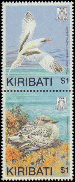 Kiribati #523a, 525a, Complete Set(4), Pairs, 1989, Birds, Never Hinged