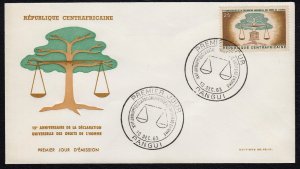 Central African Republic 1963 UNESCO First Day Cover FDC