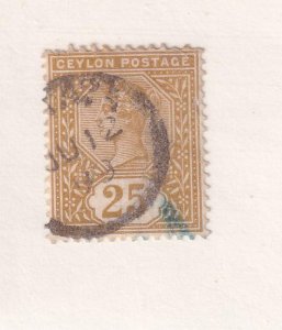 CEYLON # 139a VF-SON CANCEL 25cts QUEEN VICTORIA CAT VALUE $117.50