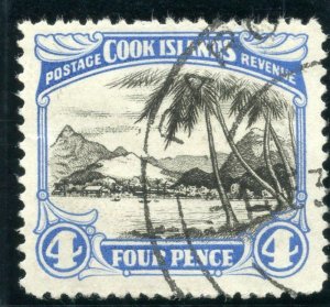 Cook Islands 1932 KGV 4d black & bright blue (p14x13) very fine used. SG 103b.