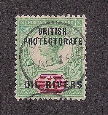 NIGER COAST PROT. SC# 3  VF/U W/OLD CALABAR CANCEL