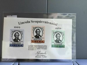 Liberia Lincoln Sesquicentennial 1959 imperf   MNH  stamps sheet R26843