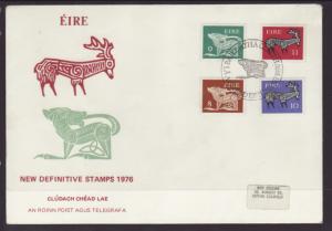 Ireland 395,396,398,400 Regular Issues 1976 Label FDC