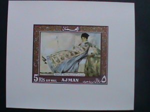 ​AJMAN -FAMOUS PAINTING BY RENOIR-MME MONET ON A COUCH IMPERF-MNH S/S-VF