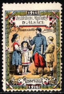 1914 WW One France Delandre Poster Stamp Instituteurs Militaires d'Alsace