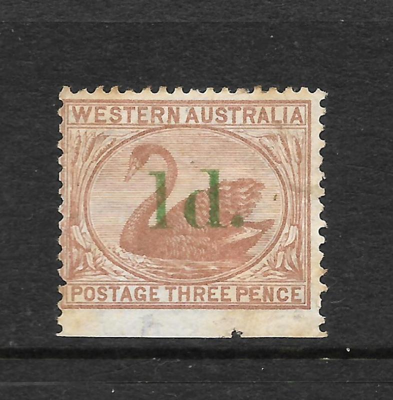 WESTERN AUSTRALIA  1885  1d  on 3d   SWAN   MH    SG 92