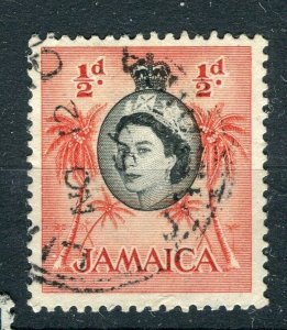 JAMAICA; 1956 early QEII issue fine used 1/2d. value