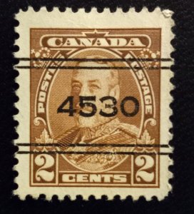 Canada 218 (xx) Precancel  - 4530 Toronto Very Fine KGV 2c Brown  1935