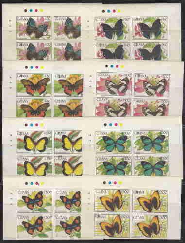 GHANA 8 BL. X 4 IMPERF BUTTERFLIES, VERY RARE MNH 00104110