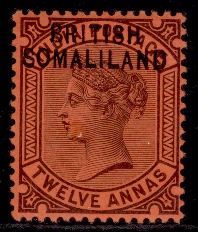 SOMALILAND PROTECTORATE QV SG9, 12a purple/red, LH MINT.