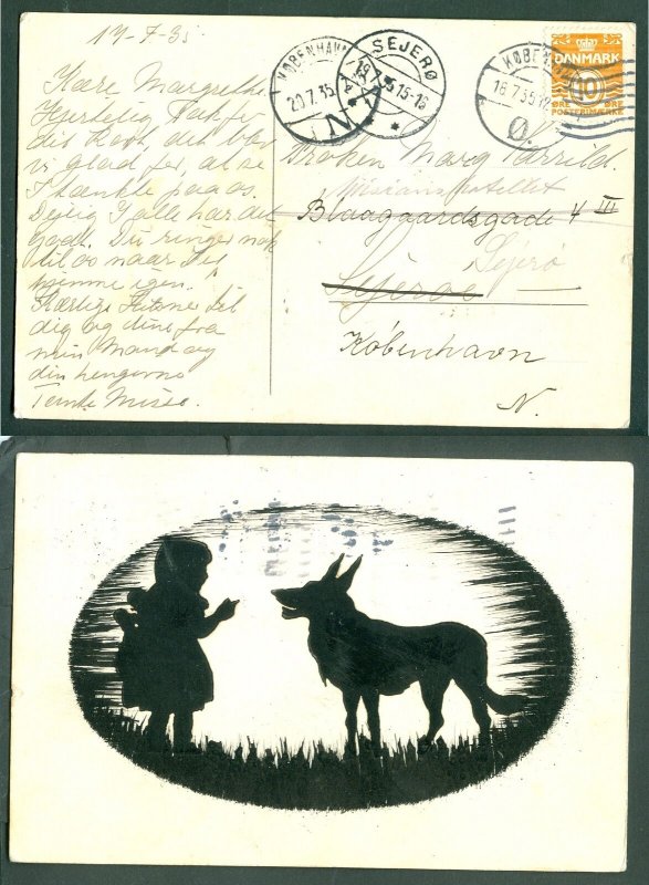 Denmark. Postcard 1935. Sejerø + 2 Copenh. Grimm's Big Bad Wolf With Little Girl