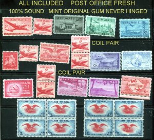 Quality Mint AIR selection  26 stamps total C32-C47 +C23(8)