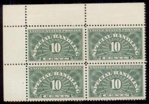 US #QE1a 10¢ Spec. Handling, Dry Printing, Corner Margin Blk of 4, NH Scott $55+