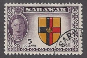 Sarawak #194, Used single, Arms of Sarawak, issued 1950