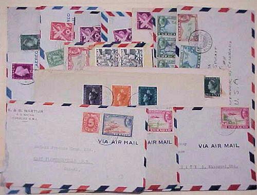 CURACAO WILLIAMSTED 15 SMALL COVERS MOSTLY TO USA INCLUDES REGISTERED