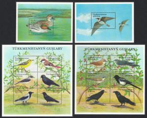 Turkmenistan Birds 2 Sheetlets + 2 MSs SG#MS111-MS112
