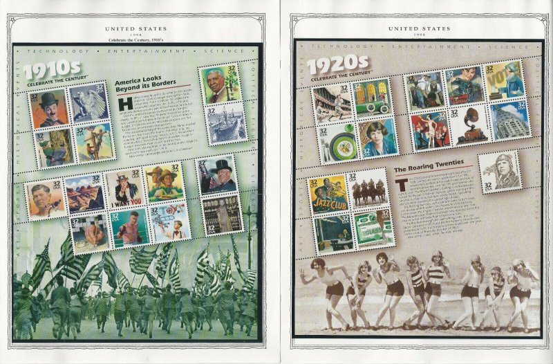 United States Stamp Collection 24 Scott Pages, Mint NH, 1997-1998, JFZ