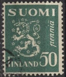 Finland 164 (used) 50p lion, blue green (1932)