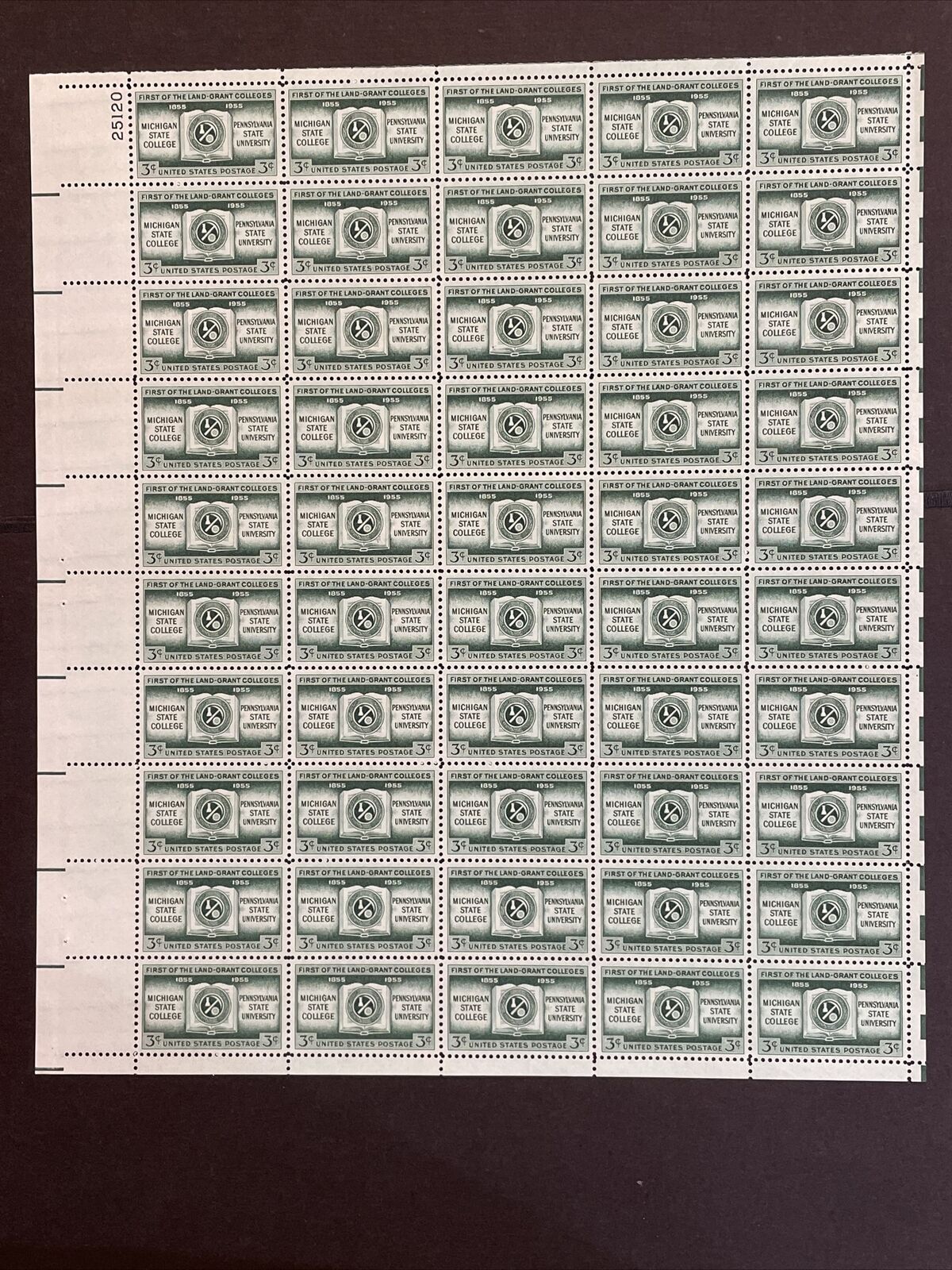 1955 sheet, Michigan State Penn State, Land Grant Colleges Sc 1065