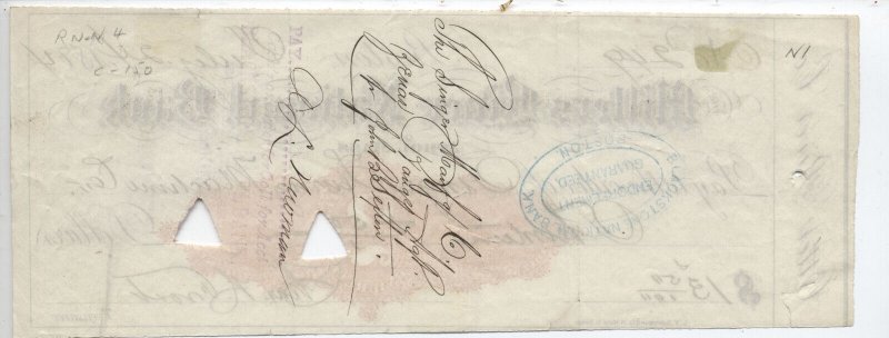 1874 RN-N3 check Millers River National Bank Athol MA [6440.11]