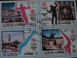 ​AJMAN-1972-SUMMER OLYMPIC GAMES-MUNICH'72 CTO SHEET VERY FINE-COMPLETE SET