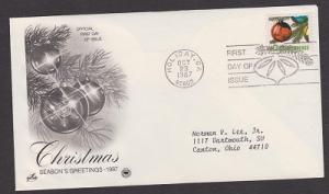 2368 Christmas ArtCraft FDC with neatly typewritten address