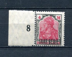 Germany SAAR 1920 Mi 49 variety Overprint SAARBEBIET Sighed MNH 7938