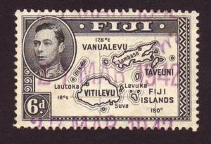 Fiji 1940 Scott125 6 Black Map & KGVI Head USED-Fine-NH.