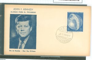 Chile C254 John F. Kennedy memory of Kennedy FDC cachet unaddressed climate stains.
